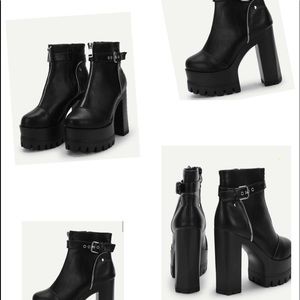 Zipper Buckle platform boot